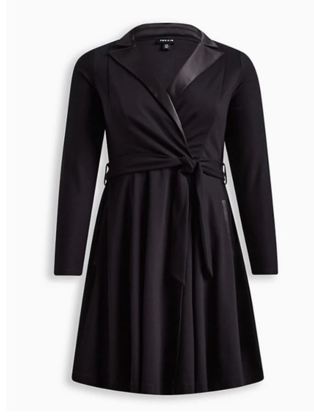 Torrid Black Satin-Trim Wrap Mini Dress - Picture 2 of 5